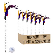 寵物夢工廠 羽毛彈簧逗貓吸盤, 顏色隨機, 10個