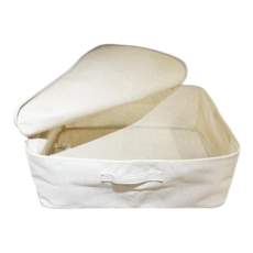 MUJI 無印良品 聚酯纖維麻收納箱 附蓋, 米色, 1個