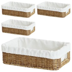 自然生活雛菊園天然藤編籃 M+棉質襯裡, 混色, 4組