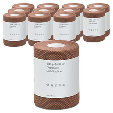 Saengong 生活工作所 一次性菜瓜布 迷你, 棕色, 60入, 12個