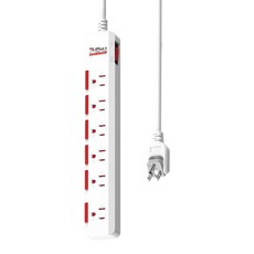 iPlus 保護傘 延長線 6開關6插3孔 SH1004, 1.8m, 白色 + 紅色, 1條