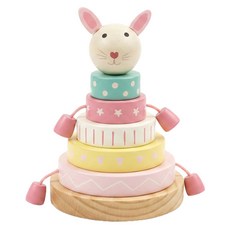 JoJo maman bebe 優質玩具/益智/積木/五感玩具 實木系列 小白兔疊疊樂, 多色, 1盒