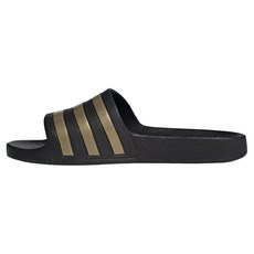 adidas 愛迪達 男女款 ADILETTE AQUA 拖鞋, 黑色 + 金色, 23cm