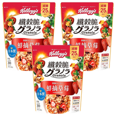 Kellogg's 家樂氏 Granola 纖穀脆 鮮摘草莓, 300g, 3包