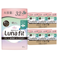 elleair 艾黎艾爾 elis 愛麗思 日本原裝進口 LunaFit極緞棉超薄款衛生棉, 12個, 32片, 日用