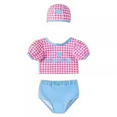 愛北鼻 夏季兒童兩件式泳裝 上衣 + 泳褲 + 泳帽