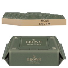 BROWN NATURE PREMIUM濕紙巾, 112g, 20張, 12包