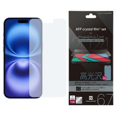 POWER SUPPORT AJ 手機 PET 膜 螢幕保護貼 iPhone 16 Plus 亮面 防刮防髒防塵 透明 PLLM-01 1個 除塵貼紙+超細纖維布