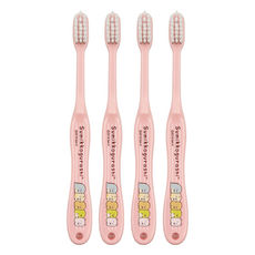 Skater 兒童牙刷 6-12歲, 角落生物 粉色, 4支, 1入