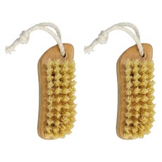 fA brushes 原木植物纖維手部雙足清潔按摩刷, 原木色, 2入, 1組