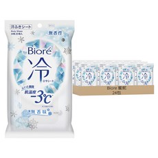 Biore 蜜妮 爽身粉濕巾 涼感3°C 無香, 1入, 24包