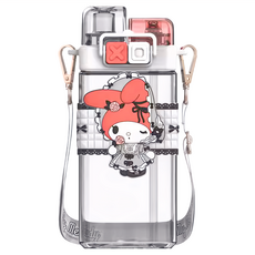 BEDDYBEAR 杯具熊 朋克雙飲杯兒童水壺 聯名款, 520ml, 1個, 游園係美樂蒂 銀色 + 粉色