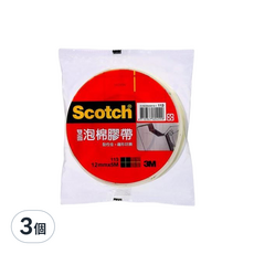 3M Scotch 113 雙面泡棉膠帶, 3個