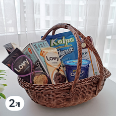 MAISONINDAHRATTANSHOP 野餐藤編籃 大 J071HL, 棕色, 2個