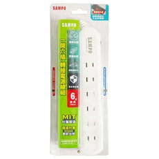 SAMPO 聲寶 一開六插轉接電源線組, 1.8m, 白色, 1組