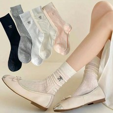 Socks Panda 女款蝴蝶結蕾絲透膚長襪 5雙