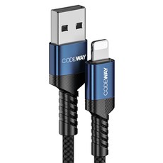 CODEWAY USB A-Lightning 充電傳輸線, 藍黑色, 0.15m, 1條