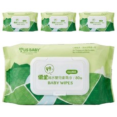 US baby 優生 純水嬰兒柔濕巾 清爽型, 80張, 4包