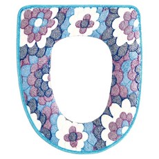 花花珊瑚絨馬桶坐墊, 藍色, 1個