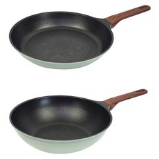 Kitchen-Art Modern系列 IH爐適用 不沾鍋組 2入, 平底鍋28cm + 炒鍋28cm, 綠色, 1組