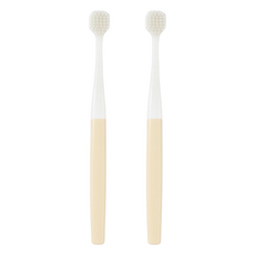 MUJI 無印良品 可替換刷頭的牙刷 寬刷頭/柔軟刷毛 黃色, 2支, 1入