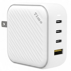 Timo 快充 浪紋造型充電器+充電線 Type-C 100W GaN PD快速充電, 白色, 1組
