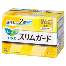 Laurier 蕾妮亞 零觸感超速吸特薄護墊 20.5cm 黃色, 長(20.5cm), 32片, 1包