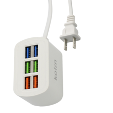 Kolin 歌林 6 Port AC轉USB Wall Adapter 充電器 5A 1米 白色 KEX-DLAU24