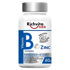 Richvita 利捷維 有酵維生素B群 + 鋅EX錠, 1個, 60顆