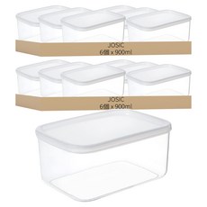 JOSIC 日系透明食品保鮮盒 透明色 900ml, 12個, 容器 + 蓋子
