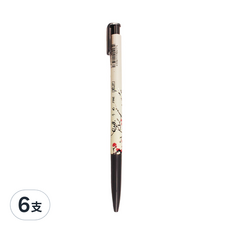 O.B. 歐布德 自動原子筆 0.7mm 花卉圖案, 黑色, 6支