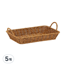 house recipe. PP藤編把手托盤 M, 棕色, 5個