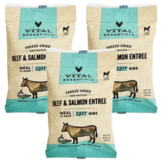 VITAL ESSENTIALS 凍乾鮮肉犬生食餐 顆粒隨手包, 牛肉 + 鮭魚, 6.8g, 3個