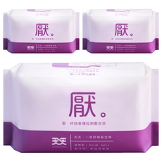 天天 超長芯體夜用衛生棉, 3個, 6片, 35cm