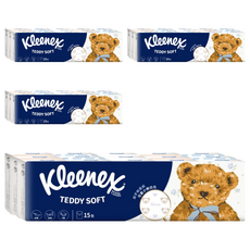 Kleenex 舒潔 Teddy Soft 小熊印花紙手帕面紙 7抽 87127, 4套, 15個裝