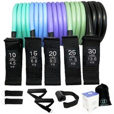 Bfit TPE 彈力管帶全套組, 翡翠薄荷, 淺藍色, 薰衣草紫, 橄欖綠, 黑色, 1個