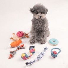 DING DONG PET 狗狗牛奶牛毛線球玩具7件組, 混色, 1套