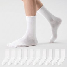 Si Ner socks 簡約寬版鬆緊帶素色中筒襪10雙組