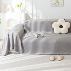 G&Y 全天防水可機洗流蘇沙發毯, 1個, 灰色