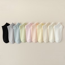 WODEMI 女款日常鬆緊素色踝襪10件組 M1016