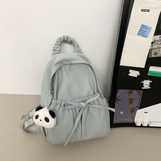 Elsso 女性蝴蝶結抓皺後揹包 + 鑰匙圈組合, 藍色
