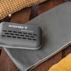 4monster 超細纖維 極細纖維 多用途毛巾 + EVA收納盒 套組 XS 30 x 50 cm, 灰色, 1個