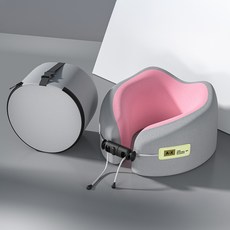 soonZAM Rebound U型記憶棉頸枕 + 收納盒套組, 粉紅色