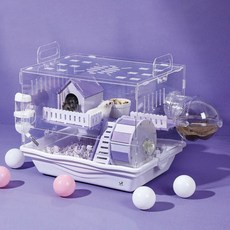 叮咚寵物 全方位倉鼠籠屋, 1個, A型 白色 + 透明色 + 紫色