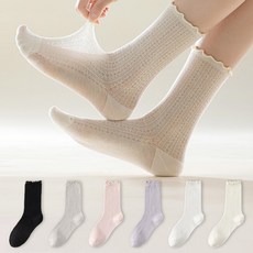 Si Ner socks 女性粉彩蕾絲網紗透膚襪 6雙