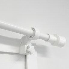 Kamsungnamja 免鑽孔簡約窗簾桿 25mm + 3入支架套組, 白色