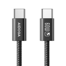 AIDOGA 艾迪伽 FastGo系列 USB-C TO Type-C PD充電線, 黑色, 100cm, 1條