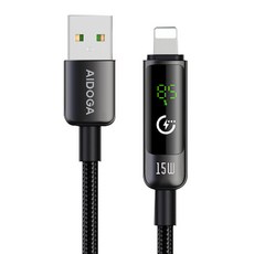AIDOGA 艾迪伽 USB-A-Lightning充電傳輸編織快充線, 鈦灰色, 1個, 120cm