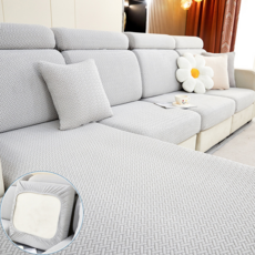 Ecster 四季高彈力防刮防塵坐墊分離式沙發套, 提花淺灰色, 1個