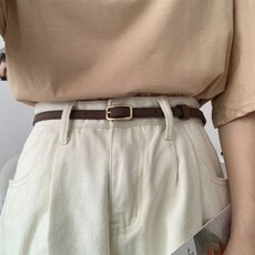 Afecto 女用細版迷你方形扣環皮帶